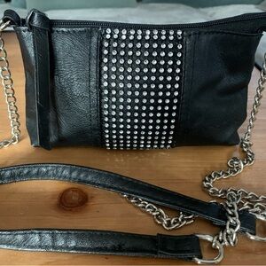 Black Studded Leather Crossbody Bag